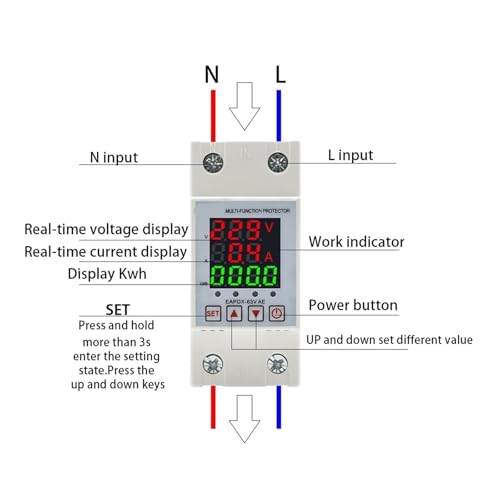 Relé protector de sobretensión ajustable 230V para evitar cortes y daños eléctricos 6