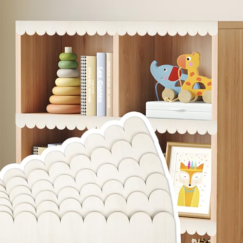 6 Pack Scalloped Decorative Wood Trim Unfinished Scalloped Wood Edge DIY Wooden Moulding Trim for Home Wall Window Cabinet Shelf Door Frames Crafts Decoration (15.75 x 1.57 Inch)