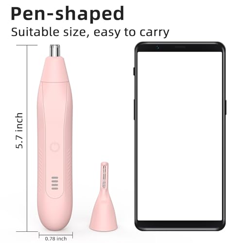 Nasenhaartrimmer Frauen, Damen Schmerzloser Ohr- und Nasenhaartrimmer für Frauen USB Wiederaufladbar Augenbrauen- und Gesichtshaartrimmer 2 in 1 Professionell Nasentrimmer Ohrhaartrimmer
