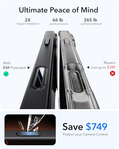 Image of ESR for iPhone 16 Plus Case, Compatible with, Military-Grade Protective Case, Built-in Stash Stand Phone Case, Scratch-Resistant Back Cover, Classic Series, Clear Black