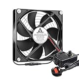 GDSTIME 120mm Computer Fan with 220V 240V AC Plug 120 x 25mm PC Cooling Fan with 4-12v Speed Controller Ball Bearing Cooler for Chassis Sever Cabinet PSU Ventilation
