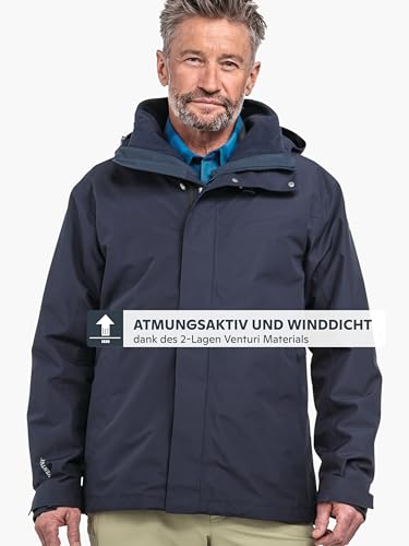 Schöffel Schöffel Herren 3in1 Jacket Style Okere MNS, wasserdichte, atmungsaktive Outdoorjacke mit herausnehmbarer Fleecejacke, warme 3in1 Jacke mit verstellbarer Kapuze, navy blazer, 52 - Detailansicht 2 | TV | Video | Foto