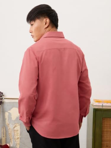 Image of The Souled Store Cotton Linen: Men and Boys Long Sleeve Spread Collar Solid Cotton Relaxed Fit Easy to Style Everyday Office Wear Cotton Linen Shirts