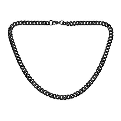 Collier maille curb homme acier noir IP solide finition joaillerie robuste