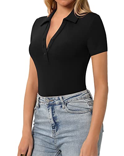 HERLOLLYCHIPS Womens Long Sleeve Short Sleeve Collared Polo Tops V Neck Button Down Fitted Shirts2