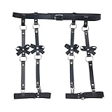 Queenbox Women's Sexy Leather Caged Harness Leg Waist Garter Belt, Harajuku Rock Goth Bow Garter bel