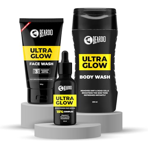 Image of Beardo Alpha Glow Up Kit for Men - Bodywash, Face Serum & Facewash | Brightening, Nourishing & Hydrating Skincare Combo | Deep Cleanse & Glow | Suitable for All Skin Types - Pack of 3