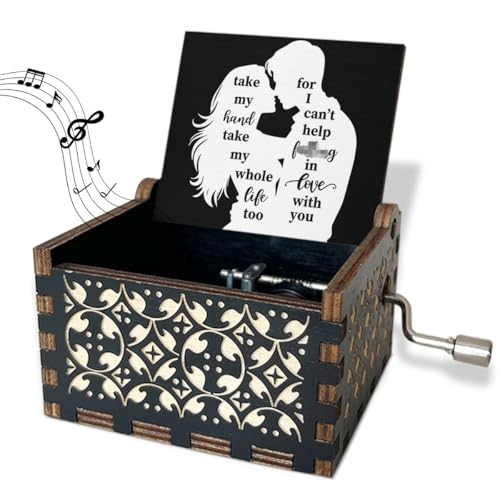 JIRIM-BEUTY Wood Music Boxes Things for Boyfriend Romantic Gifts for Women Wife Husband Men Her Him Birthday Gifts for Girlfriend Vintage Hand Crank Wooden Music Box - JRM660