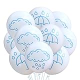 Malayan Products Rain Cloud Balloons 12 Count Latex, Sprinkle Rainy Umbrella Baby Shower Birthday Party Decorations Theme Event Storm Weather, 12Inch Standard Size (Blue)