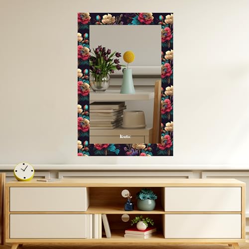 Image of KERLIX Rectangle Decorative Art Unique Fancy Digital Frameless CNC polishing Wall Mirror /Makeup Mirror /Bathroom Mirrors Size (12x18 inch). (1, 12 x 18)