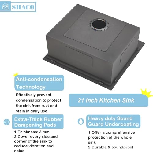 Image of SHACO 21 Inch Drop In Kitchen Sink, 21 x 20 Inch Top Mount 16 Gauge Stainless Steel Single Bowl Workstation RV Small Kitchen Outdoor Laundry Wet Prep Sink with Accessories