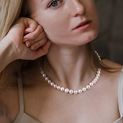 White Freshwater Genuine Cultured Real Pearl Necklace for Women:925 Sterling Silver Clasp-Real Natural Pearl in AAA Quality- Classic Wedding White Dainty Chain Jewelry for Women - Image 5