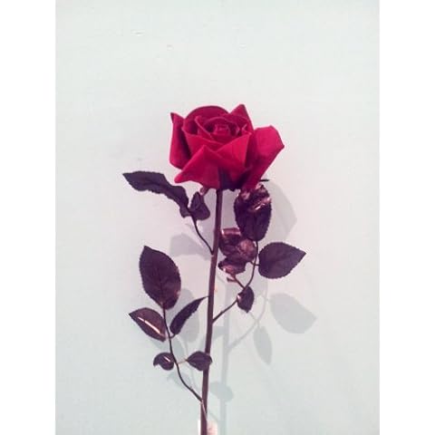 Single Artificial Red Rose - Colourful Rose Flowers Range - Dark Brown Stem And Leaves Cover