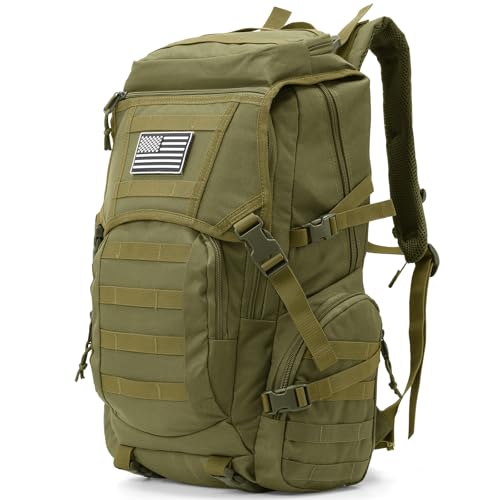 35L Military Tactical Backpack for Men, Water Resistant Assault Pack for Women, Army Green Molle Daypack 3 Day Bug Out Bag Rucksack for Trekking,Camping,Survival,EDC