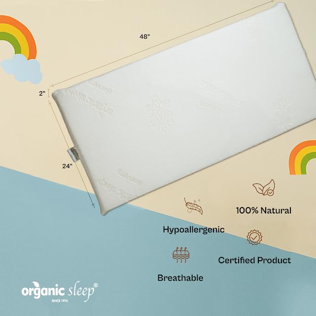 Image of 100% Natural Latex Baby Mattress 48 inchx24 inchx2 inch | Lightweight Crib & Cot Mattress for Kids | Breathable, Hypoallergenic & Supportive Baby Bed with Soft Aloe Vera Knitted Cover