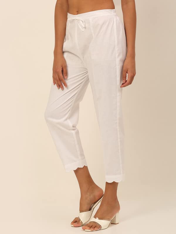 Image of Laado - Pamper Yourself Cotton Solid Cutwork Knitted Palazzos for Women /Girls /Ladies | Elasticated Waistband | All Day Comfort