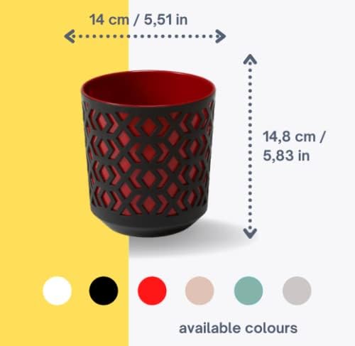 SimplyTheBest Flowerpot | Ø 14 cm H 15cm | Balcony Garden Container Bucket | Two parts | Organizer box decor | Mix! Match! Play! (Black + Red)