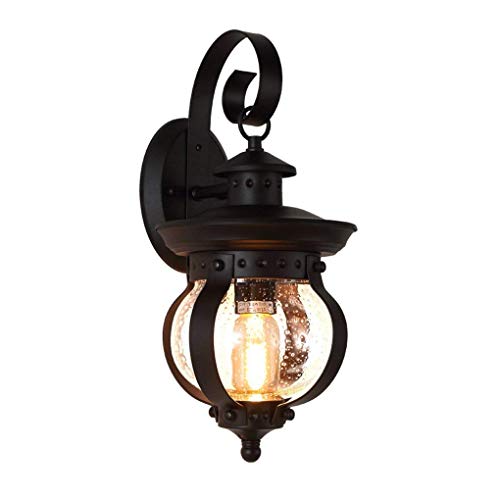 Lampe murale extérieure vintage en aluminium noir étanche pour porche