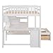 RuiSiSi Full Over Twin Bunk Bed with Stairs & Desk, Solid Wood Loft Bed with Storage Shelves and Drawers, Stairway Bunk Beds with Desk and Storage for Kids Teens Adults, White