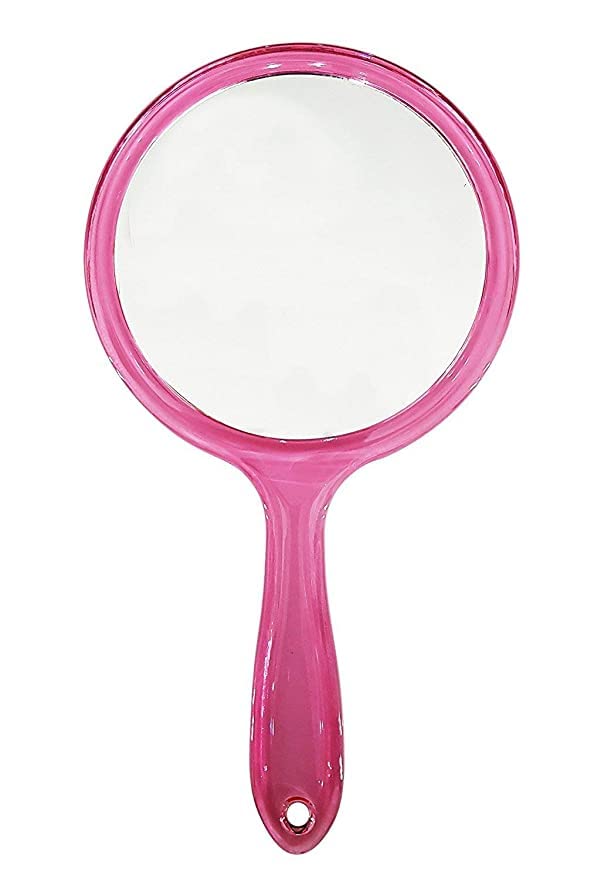 Victor Enterprises Two Way Plastic Handle 10 Inch Round Shape Mirror, Pink