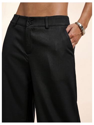 GORGLITTER Women's Low Rise Trousers Dress Pants Dressy Low Waisted Wide Leg Straight Business Casual Work Slacks Pants4