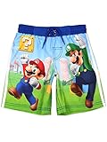 SUPER MARIO Brothers Boys Swimwear Swim Trunks (7, Blue/Green)
