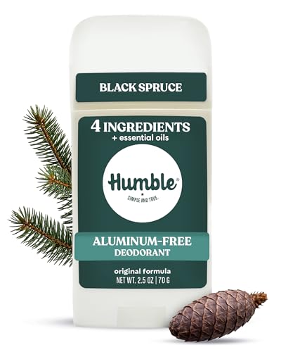 Humble Aluminum-Free Deodorant for Women & Men, Black Spruce - Clean & Fresh Natural Deodorant Stick with Essential Oils for Long-Lasting Odor Control - 1 Pack