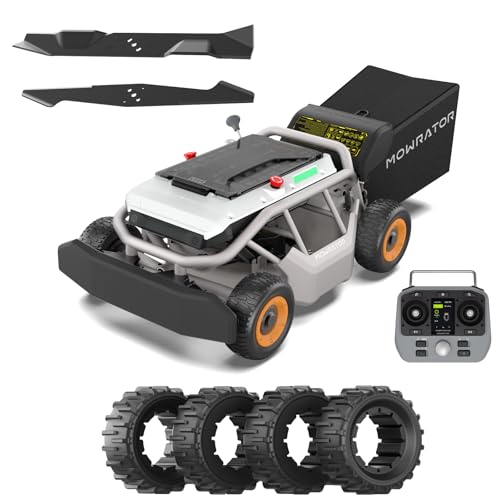 Image of Mowrator S1 4WD 18Ah Remote Control Lawn Mower with Wide Wheels, All-Season Yard Care, 85% (40) Slope Climbing, with Leaf Shredding Vacuum, 21 inch Width, 1.5-4.3 inch Cutting Height, Up to 1.12 Acres