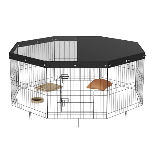 VEVOR Foldable Metal Dog Exercise Pen, Pet Puppy Playpen Yard Fence with Top Cover & Door, Indoor Outdoor 8 Panels 24" W x 24" H Dogs Crate Kennel with Ground Stakes for Small & Medium Dogs by VEVOR - Image 9
