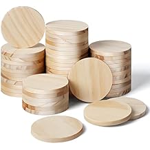 2 Inch 50 Pieces Wood Circles, GOH DODD Small Round Discs Unfinished Slices Wooden Ornaments for DIY Decorations Laser Engraving Wood Burning Staining Painting Decoupage Crafts School Education