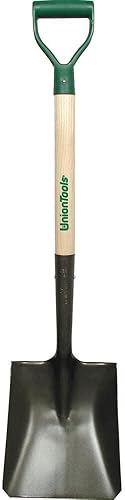 Union Tools 998241 Pala de punta cuadrada con mango de madera dura y agarre en D, 39 pulgadas, color negro