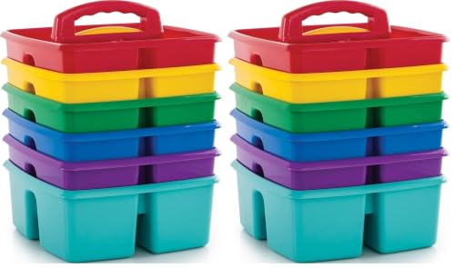 Image of Storex Classroom Caddy, 9.25 x 9.25 x 5.25 Inches, Assorted Colors, Color Assortment Will Vary, Case of 6 (00940U06C), Small Caddy (Pack of 2)