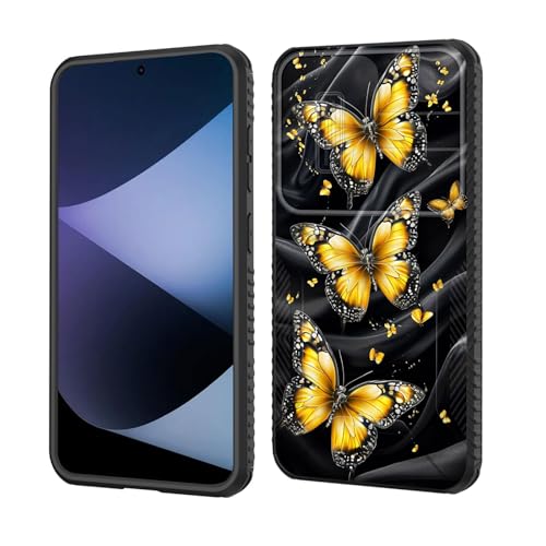 wiaekosef for Galaxy S26 Case Built in Slide Camera Lens Cover,Heavy Duty Shockproof Protection Dual Layer Case for Samsung Galaxy S26 6.3" 2026,Yellow Butterfly