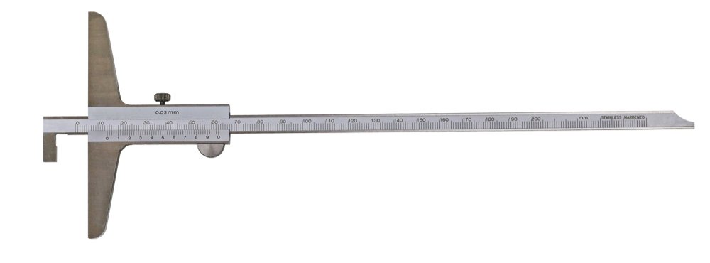 Tiefen-Messschieber/Schieblehre mit umsteckbarer Stange und Haken, Nonius 1/20 = 0,05 mm(200 mm)