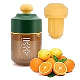 Tragbare Zitronenpresse, Saftpresse manuell Zwei-Wege-Entsafterbecher mit Filter und Behälter, Mini Obstpresse für Zitrone, Orange, Wassermelone, Traube