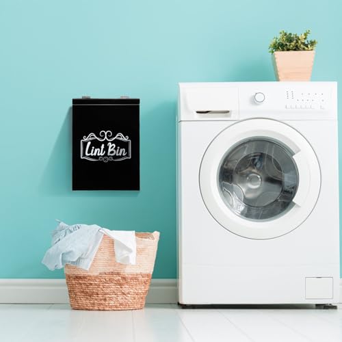 Image of Goaste Magnetic Lint Bin for Laundry Room, Acrylic Dryer Lint Trash Can, Wall Mounted Lint Box Holder, Space-Saving Trash Container for Laundry Room Storage and Organization, Home Decor (Black)