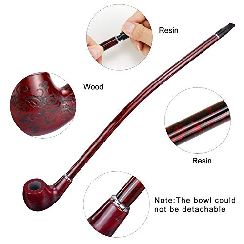 Hysagtek 16" Long Churchwarden Tobacco Pipe Wooden Long Stem Smoking Pipe with Gift Box, Pattern Random - Image 4