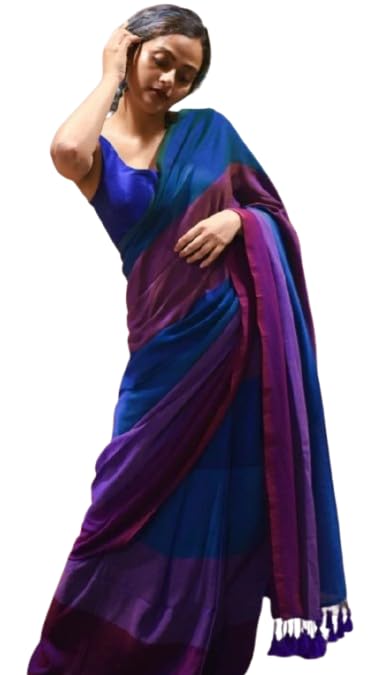 Womens authentic Traditional Handloom pure mul cotton soft multicolour rainbow saree without blouse piece-picture-33