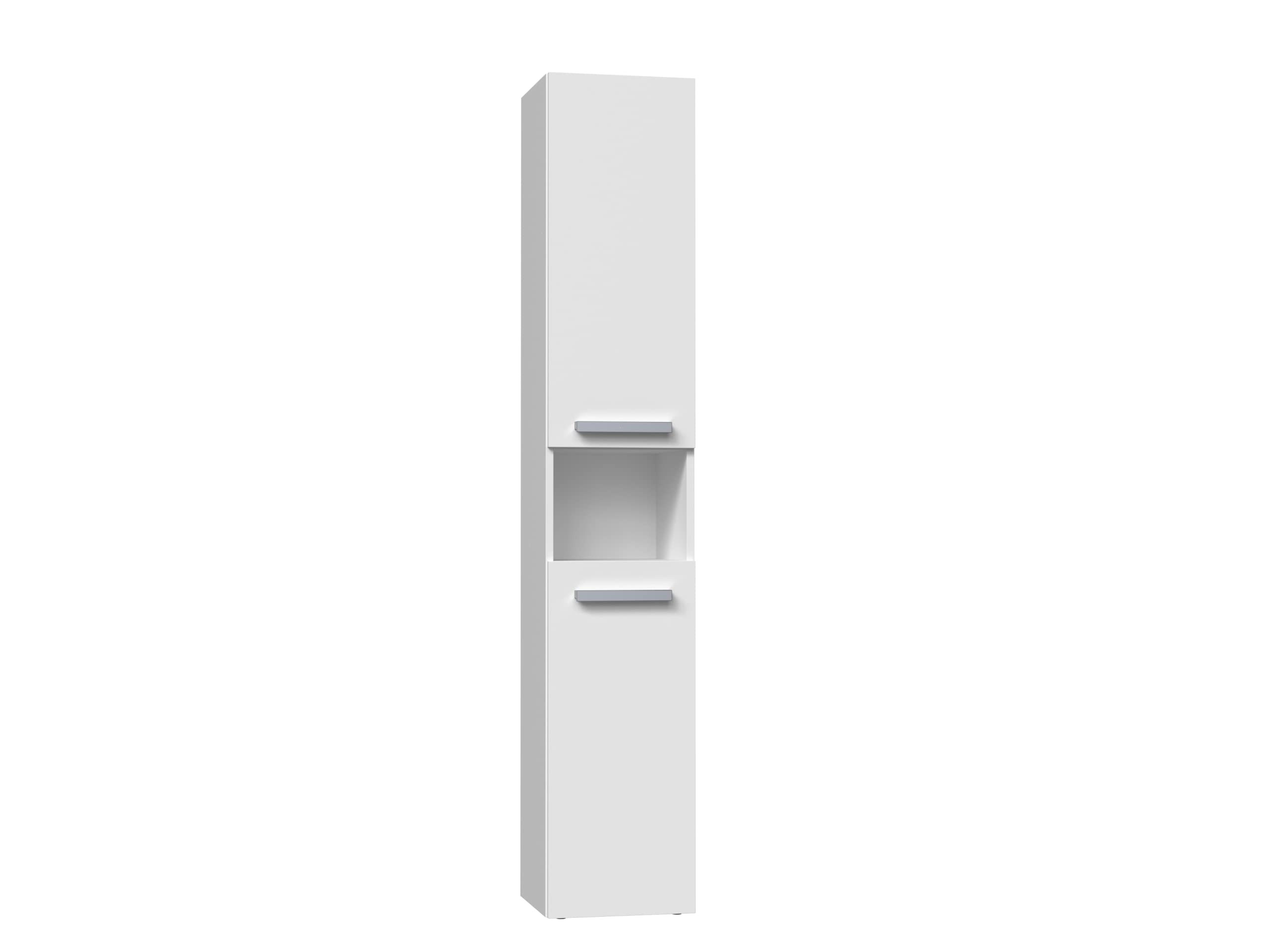 CDF Tall Bathroom Cabinet Slim Bathroom Storage Cabinet Freestanding Narrow Storage Unit 2 Doors 5 Shelves Open Compartments for Small Spaces with Laundry Basket White 30x31x174 cm โ image 1
