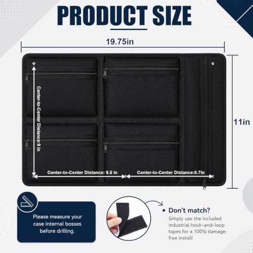 Image of Tudomro Lid Organizer Compatible with Pelican 1510 Cases, 5 Pockets Mesh Storage Insert with Dual Mount, Includes Stainless Steel Screws & Heavy Duty Adhesive Hook-and-Loop Strips