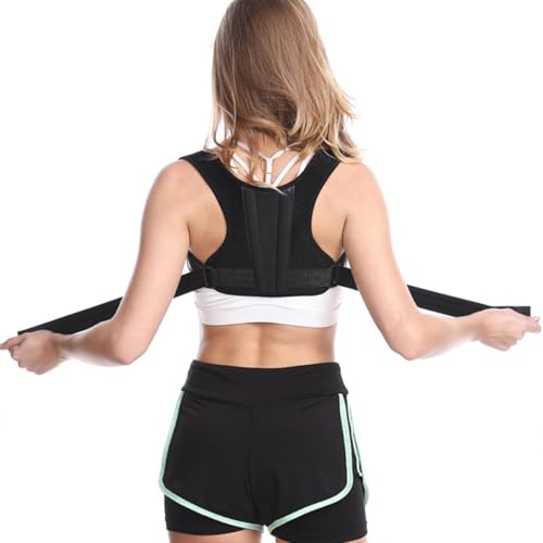HOMOCONO 1pc Back Fixed Supportor Back Support Belt Hunchback Shoulder Support Belt Upper Back Straightener Suspender Posture Trainer Device Carrying Straps Posture Fixer Humpback Black