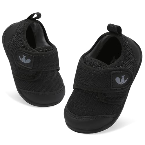 FEETCITY Baby First Walking Shoes Baby Shoes Boys Girls Newborn Crib Shoe Anti-Slip Toddler Sneakers Black
