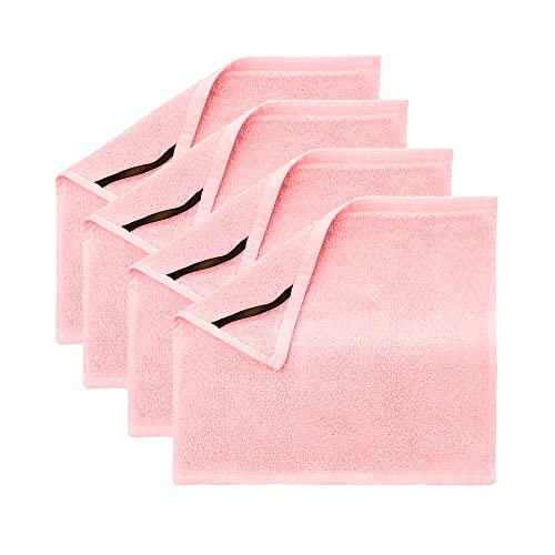 Crafty Cloth Rayon Bamboo Ultra-Soft Washcloths Luxurious, Gentle, and Fast-Drying Towels | 4-Pack 12x12 Machine Washable | Pink