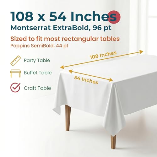 Image of Plastic Table Cloth, 5 Packs Disposable Tablecloth 54 X 108 Inch White Plastic Tablecloth for Rectangle Tables Tougher PEVA Table Cover for Party Decorations Picnic Graduation Camping Birthday