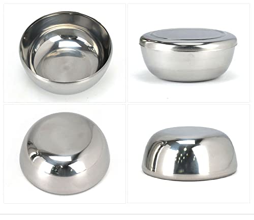 Stainless Steel Korean Kitchen Restaurant Dinner Soup Rice Bowl & Cover 2 Sets #TOP1