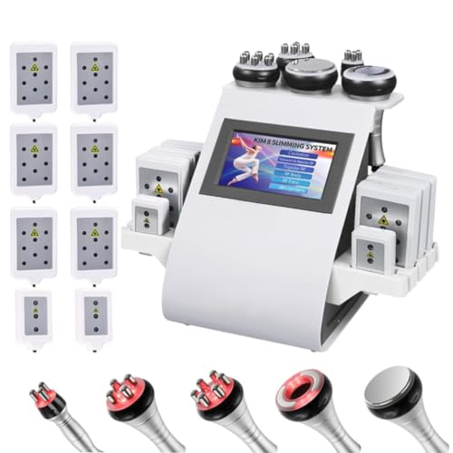BCBKD Maquina Cavitación,6 En 1 Máquina De Belleza Facial Y Corporal 40K, Masajeador De Belleza Multifuncional para Cuerpo Y Rostro, Adecuado para Salón De Belleza