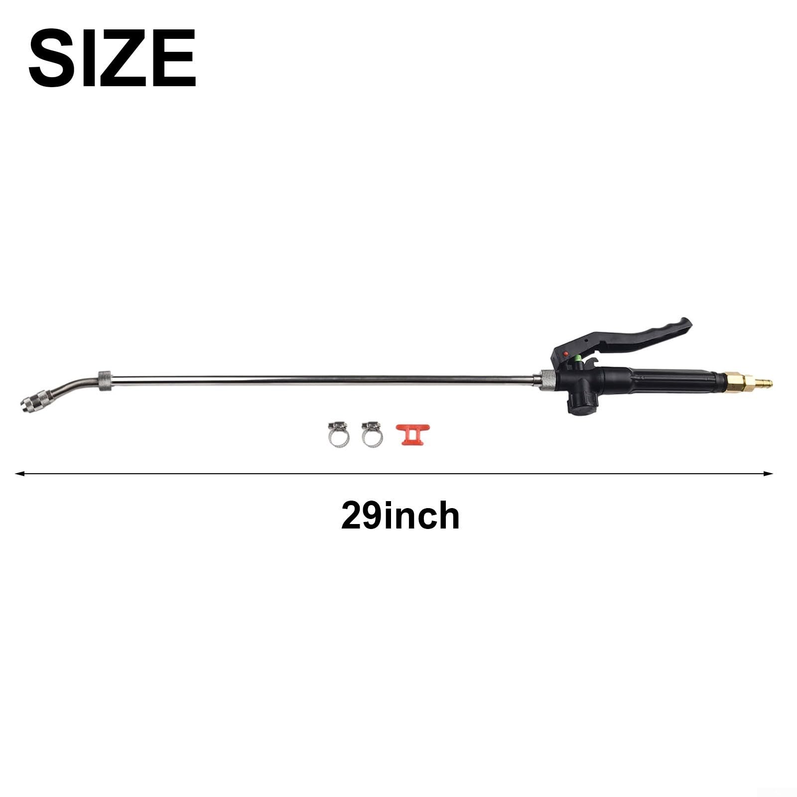 29inch Sprayer Wand, Brass Barb Sprayer Wand Replacement Built-in Shut Valve Stainless Steel Spray Wand,Garden Pond Sprayer Wand, Adjustable Spray