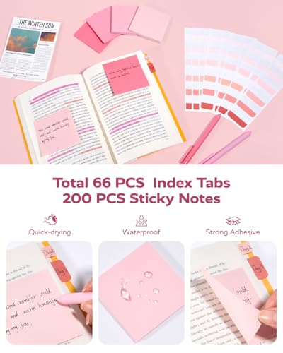 Image of Four Candies Aesthetic School Supplies Gel Pens with Black Correction Tapes, Pastel Highlighters, Mechanical Pencils, Sticky Notes, Bible Study Supplies, Stationery with Case, Pink