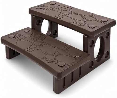 XtremepowerUS Universal Multi Purpose 2-Step Spa Hot Tub Pool Outdoor Indoor Camper RV Deck Steps Sided Step for Porch, Patio, Deck, Bathtub, Swimming Pool Mocha