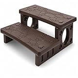 XtremepowerUS Universal Multi Purpose 2-Step Spa Hot Tub Pool Outdoor Indoor Camper RV Deck Steps Sided Step for Porch, Patio, Deck, Bathtub, Swimming Pool Mocha